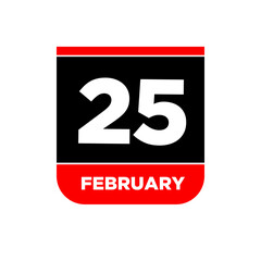 25 feb calendar day vector icon