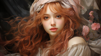 Fototapeta premium realistic painted woman portrait