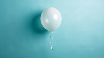 White balloon with water on pastel blue background. Creative minimal concept