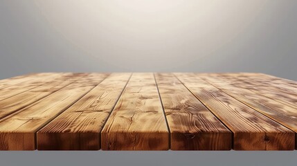Wood table perspective view, wooden surface of desk, kitchen top made of brown timber board isolated on transparent background. Tabletop interior design element, Realistic 3d vector illustration