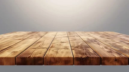 Foto op Canvas Wood table perspective view, wooden surface of desk, kitchen top made of brown timber board isolated on transparent background. Tabletop interior design element, Realistic 3d vector illustration © Orxan