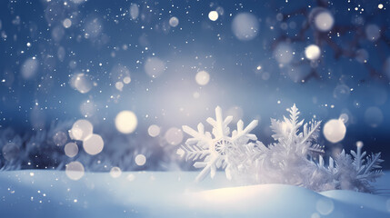 Obraz na płótnie Canvas Beautiful winter Christmas glowing background with falling snowflakes, winter background