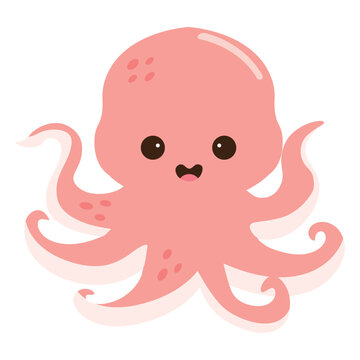 Cute cartoon octopus on white background