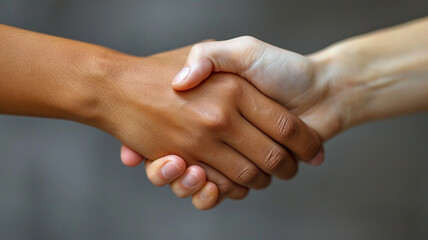 Hand shaking on a neutral background