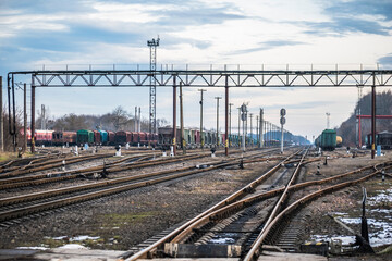 Fototapeta na wymiar railway station. wagons at the station. railway tracks