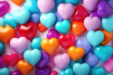 Multicolored Heart Balloons Close-up Texture