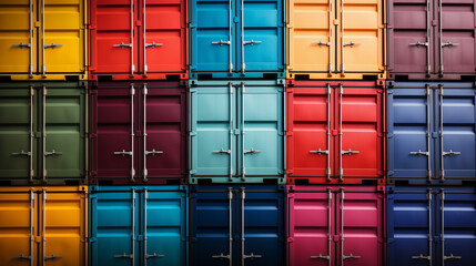 a group of colorful shipping containers - obrazy, fototapety, plakaty