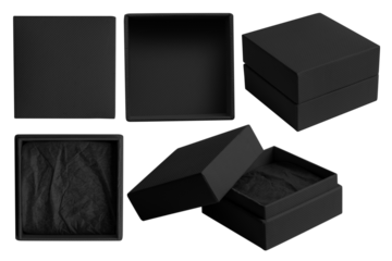 Empty black box on an empty background. Set of different options