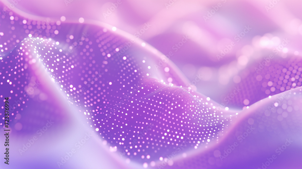 Wall mural abstract purple background with sparkling bokeh lights and wavy pattern.