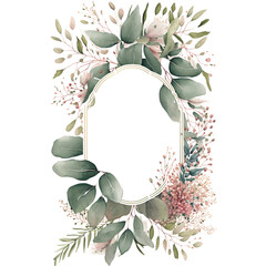 Wedding frame, Watercolor eucalyptus leaves, clipart for wedding design. wedding elements. on transparent background.