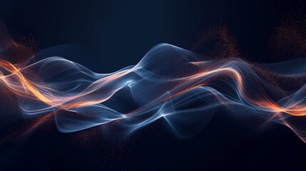 Fototapeta premium A mesmerizing display of vibrant light and fluid motion, as blue and orange waves dance together in an abstract symphony