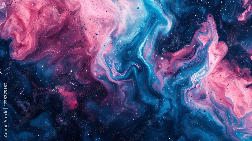 Poster a mesmerizing display of abstract art, swirling with vibrant hues of paint, evoking a sense of creat