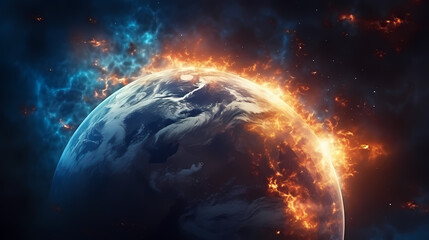 Earth in the cosmic sky, abstract space background of a planet in the universe