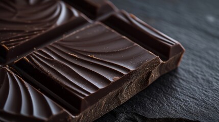 Close-Up of Dark Chocolate Bar Highlighting Texture and Quality