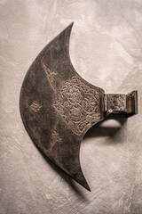 ax with flower engraving, middle east, 18th century, Álava Armory Museum, Vitoria, Basque Country,...