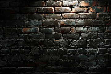 Dark Brick Wall Illuminated by a Shining Light