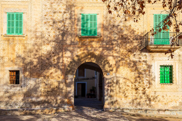 Fototapeta premium Galatzo house, dry stone path, GR221, Calvia, Natural area of the Serra de Tramuntana., Majorca, Balearic Islands, Spain