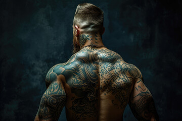 Fototapeta na wymiar A Man With Intricate Tattoos Covering His Back