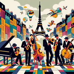 The Jazz Concert. Abstract geometric graphic art.