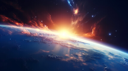 Earth in the cosmic sky, abstract space background of a planet in the universe