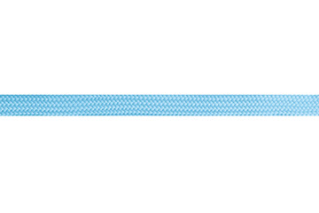 Blue stripe of thick knitted material on a blank background