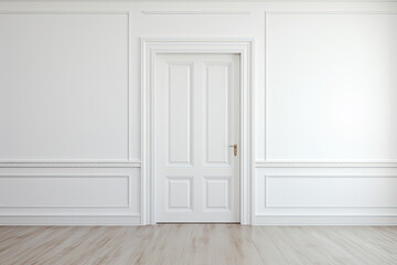 Fototapeta na wymiar Spacious Empty Room With White Walls and Wooden Floors