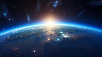 Earth in the cosmic sky, abstract space background of a planet in the universe