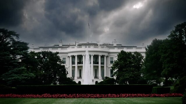 Storm clouds over the White House in Washington, D.C.