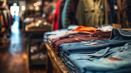 Obraz premium neatly folded stacks shirts