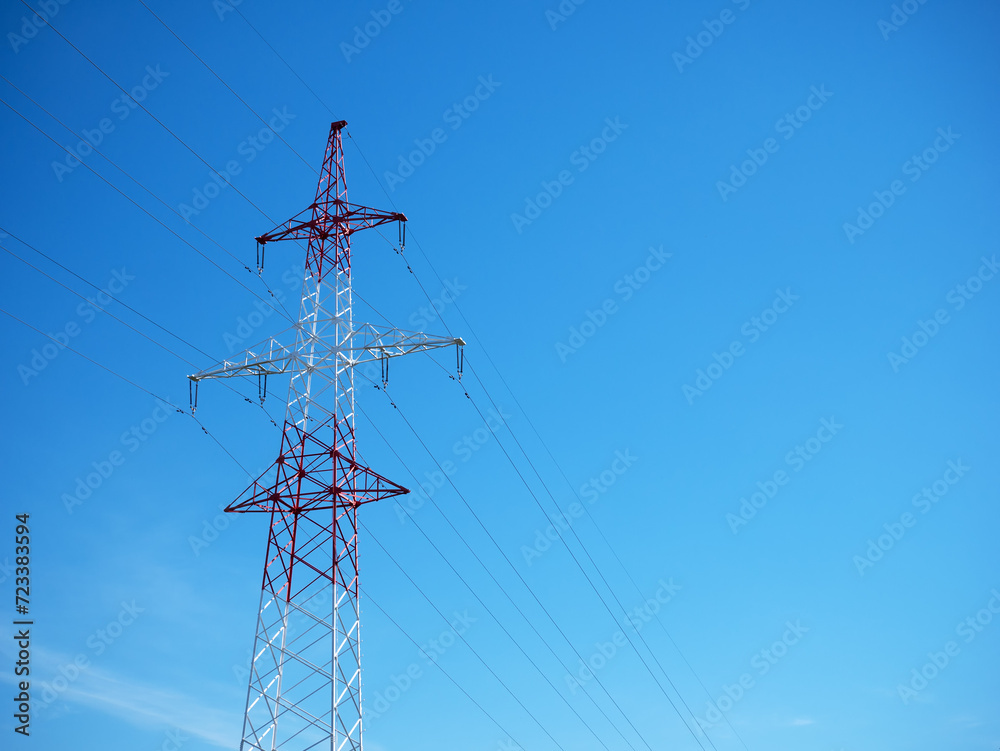 Wall mural power lines and poles against the sky.