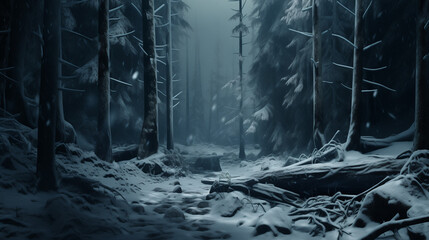 dark forest in winter