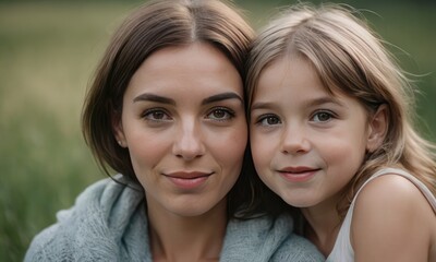 Obraz premium Cherished Harmony: A Heartwarming Scene of Motherhood with a Loving Daughter