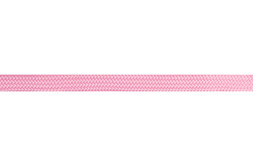 Pink stripe of thick knitted material on a blank background