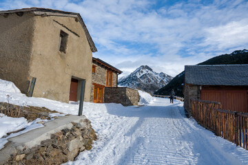 The Incles Valley is one of the many superb natural sites Andorra has to offer visitors it was formed by a glacier. Landscape in winter.