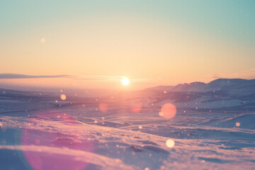 Come to light, winter sunrise over snowscape