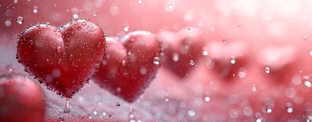 Obraz premium Valentine's day background with red hearts and bokeh