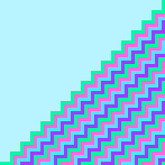 Half light blue and half diagonal zig zag green, pink, blue, and purple lines pattern design