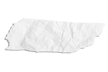 Scrap of crumpled white paper on empty background