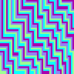 Irregular messy green, blue, and purple jagged stripes design