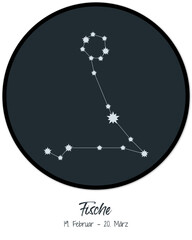 Sternzeichen - Fische - Pisces - Karte © annekaffeekanne