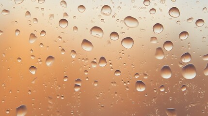 A close-up of water drops on a glass window or mirror, raindrops condensation