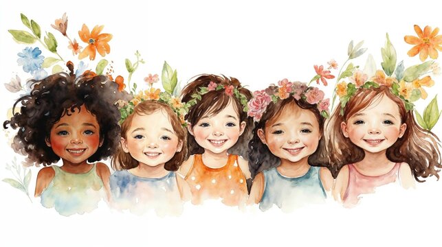 Beautiful Children Illustration Watercolour.