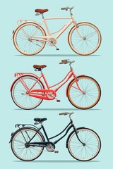 Free vector realistic bicycle set with different models  