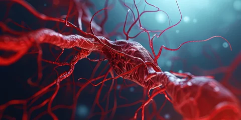 Fotobehang 3D animation of the vascular system, blood, anatomy, wallpaper, background. © Oleksii