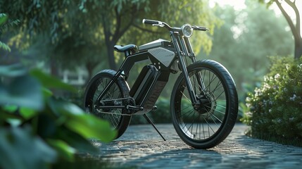 Fototapeta na wymiar Modern electric bike with battery 
