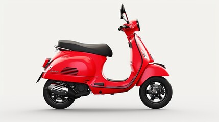 red scooter isolated on white background  