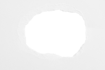 White thick paper, torn in the middle with an empty hole. And an empty background behind