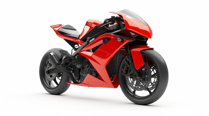 red sports bike isolated on white background