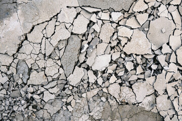 Shards of clay arid soil, cracked broken background