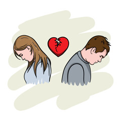 A guy and a girl in love quarreled and broke each other's hearts